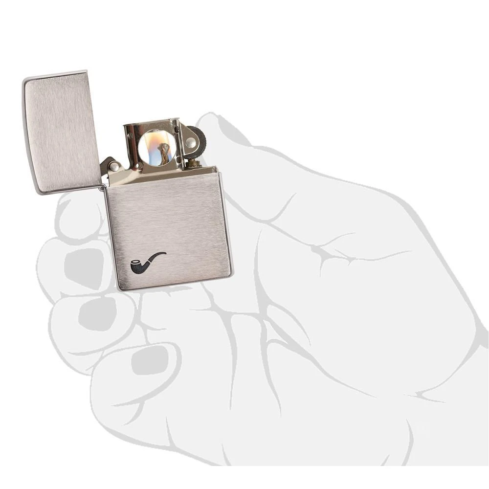 Zippo 200pl Pipe Brushed Chrome - Refillable Windproof Lighter 7 Zippo 200pl Pipe Brushed Chrome - Refillable Windproof Lighter - Image 5