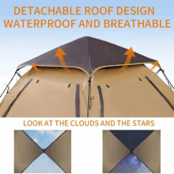 Hewolf Auto 3-4 Person Tent - Camel -Outdoor Equipment Store 7 1