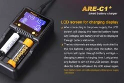 Fenix ARE-C1+ Smart Battery Charger -Outdoor Equipment Store ARE C1plus battery charger lcd display