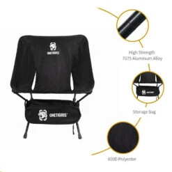 OneTigris Portable Camping Chair - Black -Outdoor Equipment Store CE ZDY02 BK 04