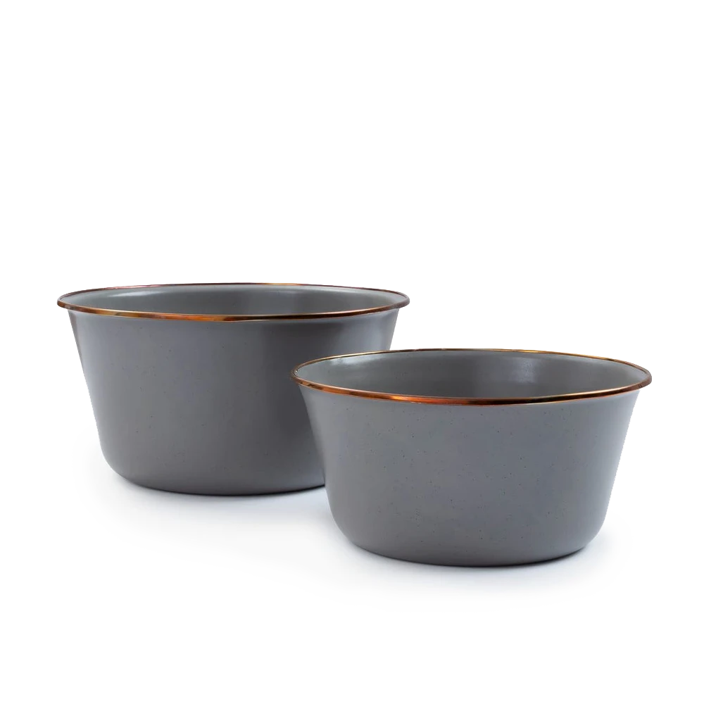 Barebones Enamel Mixing Bowl Slate - Set Of 2 3 Barebones Enamel Mixing Bowl Slate - Set Of 2