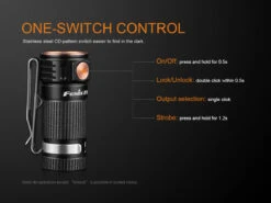 Fenix E16 XP-L Hi Neutral White LED Flashlight BLACK 700 Lumen -Outdoor Equipment Store Fenix E16 Flashlight Switch