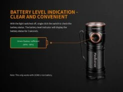 Fenix E18R XP-L Hi Led Flashlight Black 750 Lumen -Outdoor Equipment Store Fenix E18R EDC Flashlight battery level