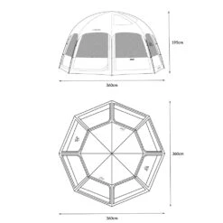 KZM Viva Dome Shelter Plus -Outdoor Equipment Store K221T3T10 dimension