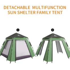 Hewolf Auto 3-4 Person Tent - Green -Outdoor Equipment Store MON 1654 GRN 11
