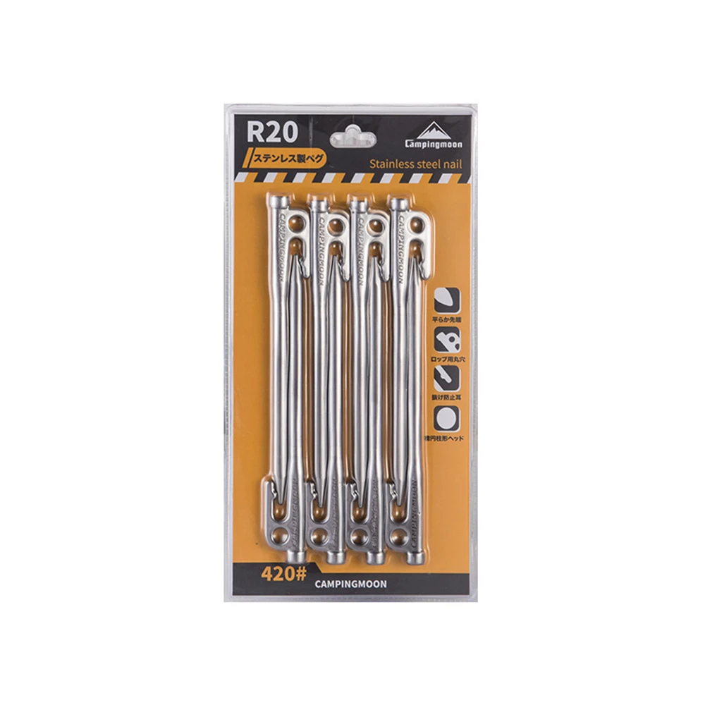 Campingmoon Stainless Steel Tent Pegs Silver 4 Campingmoon Stainless Steel Tent Pegs Silver - Image 2