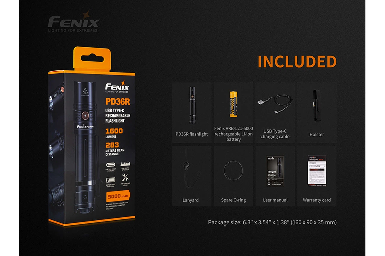 Fenix PD36R Luminus SST40 LED Flashlight Black 10 Fenix PD36R Luminus SST40 LED Flashlight Black - Image 8