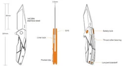 Ruike P138-W Desert Sand Liner Lock G10 Folding Knife 11 Ruike P138-W Desert Sand Liner Lock G10 Folding Knife -Outdoor Equipment Store diagram of p138