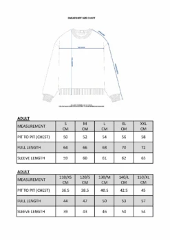 KZM Proud Owner Sweater-ADULTS -Outdoor Equipment Store sizechart