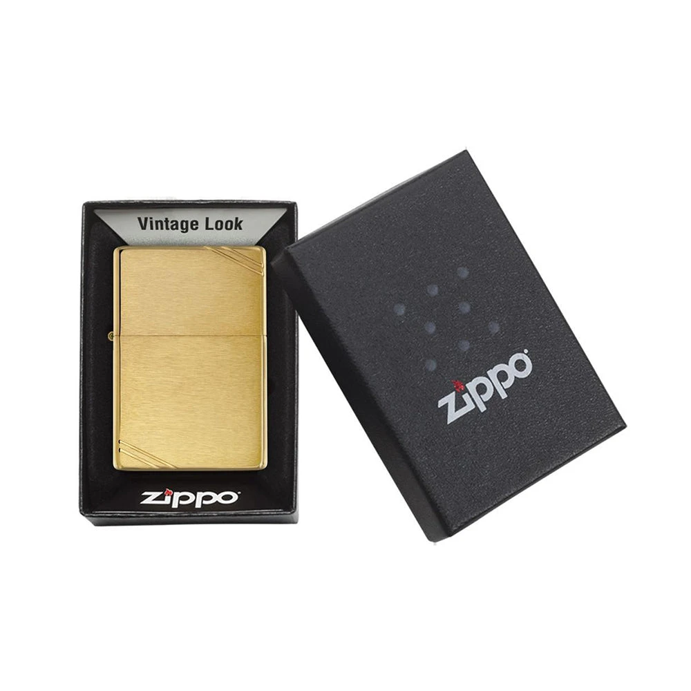 Zippo 240 Brushed Brass Vintage With Slashes 7 Zippo 240 Brushed Brass Vintage With Slashes - Image 5